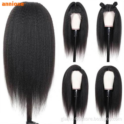 Kinky Straight Raw Brazilian Virgin Human Hair Hd Full Lace Frontal Wig Cheap Yaki Transparent Lace Front Human Hair Wig Vendor